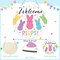 Easter Wooden Door Sign – Welcome Peeps Bunny Wreath for Front Door, Wall, Porch, and Spring Farmhouse Decor
